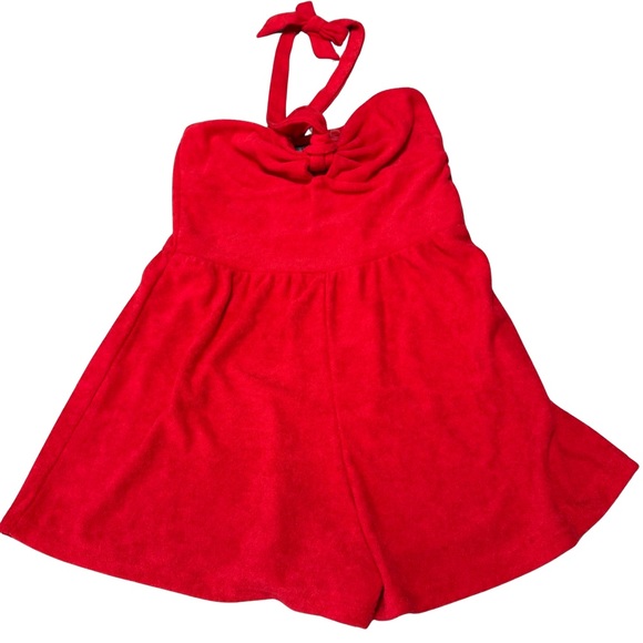(NWT) Wild Fable Red Terry Cloth Romper Shorts Halter Neck Size XS - Picture 3 of 6